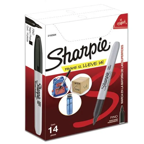 Marcador Permanente Delgado Sharpie c/12-14 Piezas Negro | CEI-0025-1