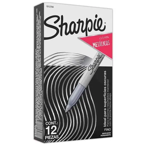 Marcador Permanente Delgado Sharpie c/12 Piezas Plata | CEI-0025-3