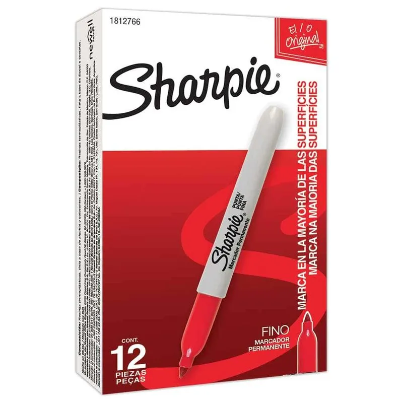 Marcador Permanente Delgado Sharpie c/12 Piezas Rojo | CEI-0025-4