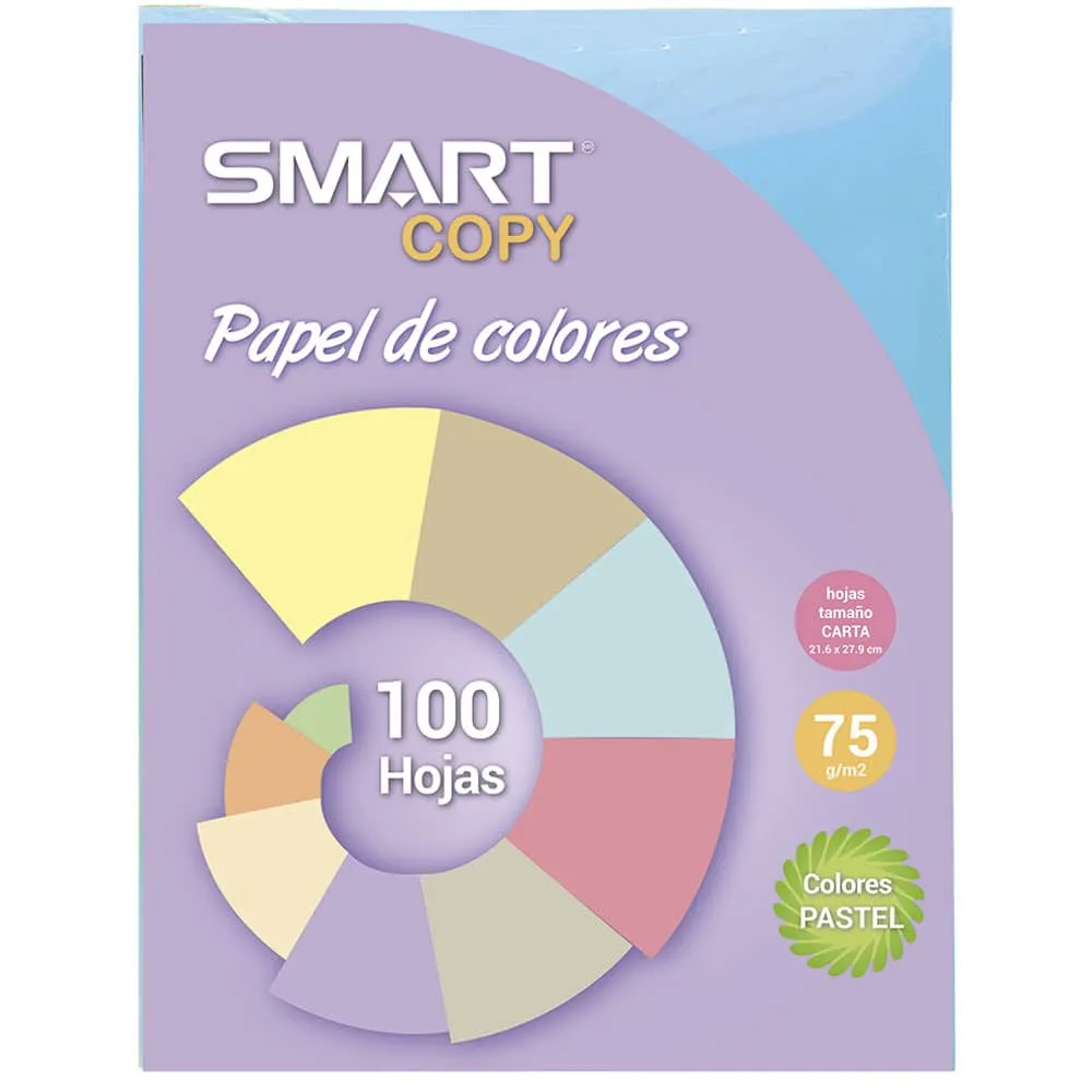 Papel Bond Tamaño Carta Smart Copy c/100 Hojas Azul Pastel | CEI-0028-14