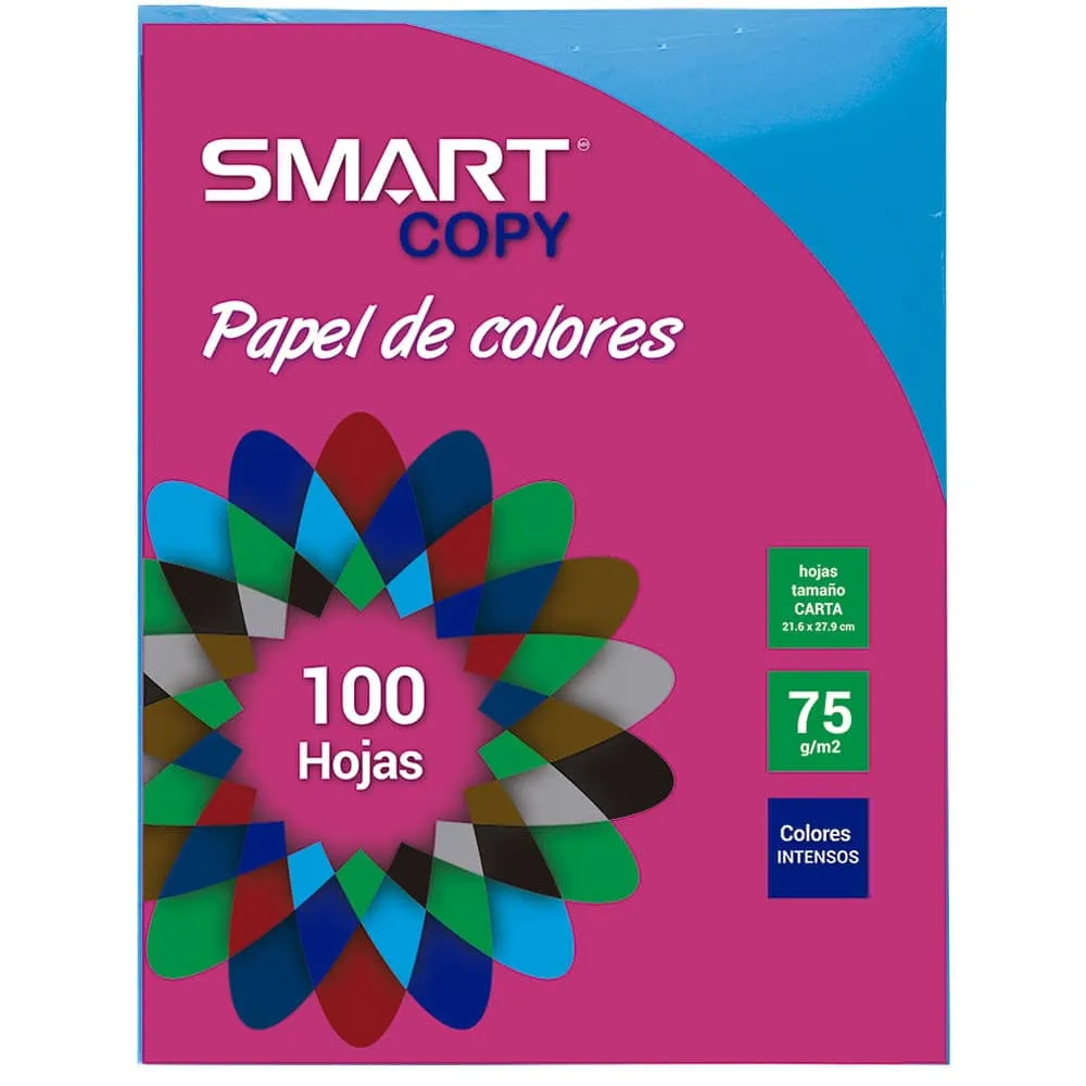 Papel Bond Tamaño Carta Smart Copy c/100 Hojas Azul Intenso | CEI-0028-2