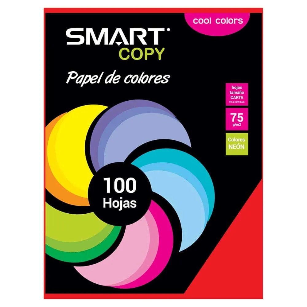 Papel Bond Tamaño Carta Smart Copy c/100 Hojas Rojo Eléctrico | CEI-0028-3