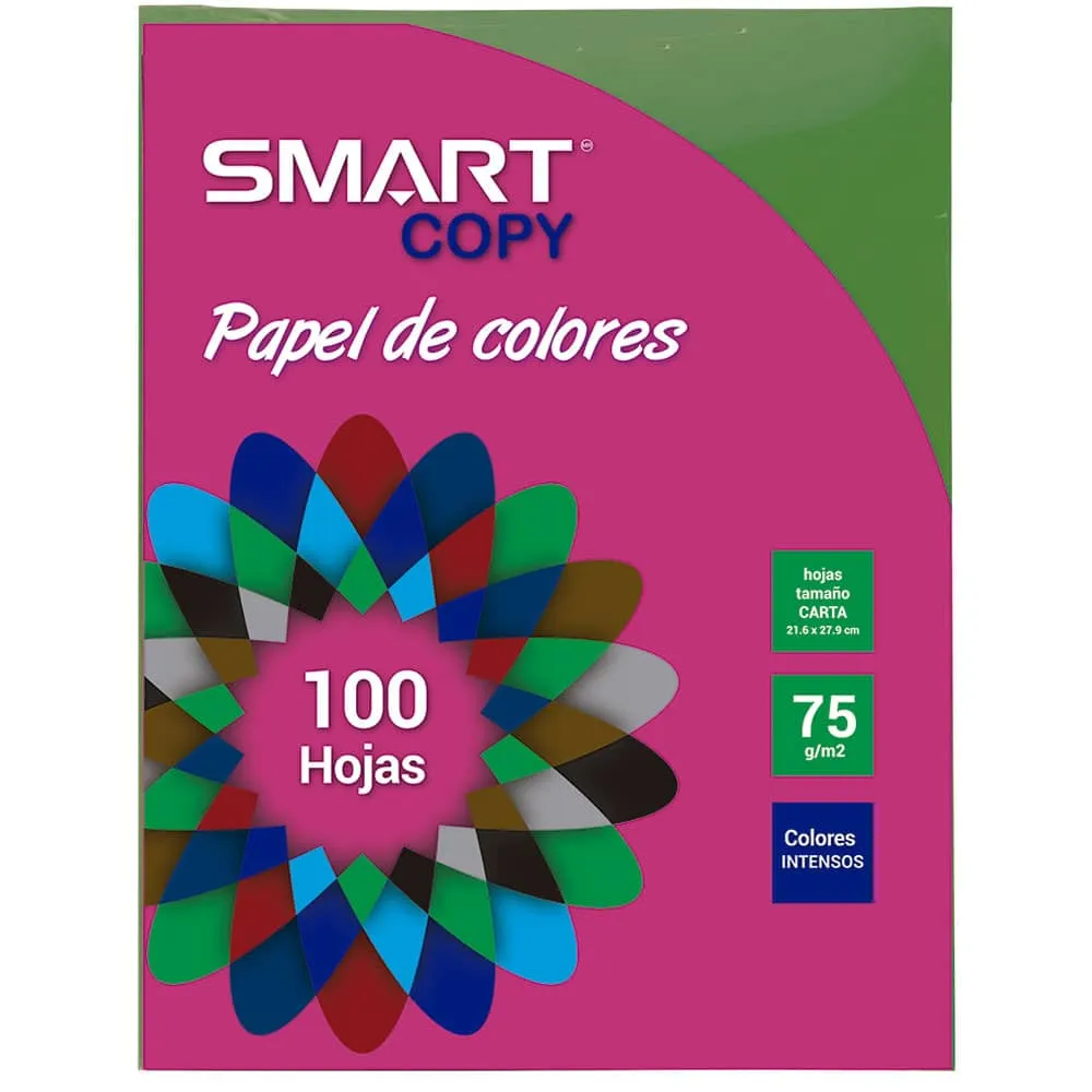 Papel Bond Tamaño Carta Smart Copy c/100 Hojas Verde Bandera | CEI-0028-6
