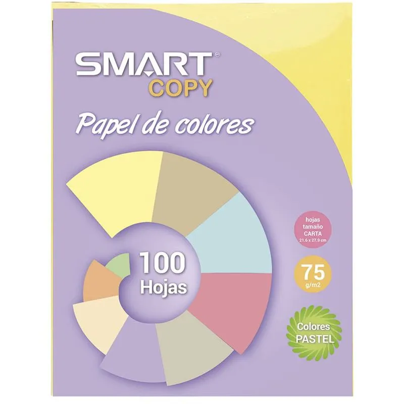 Papel Bond Tamaño Carta Smart Copy c/100 Hojas Amarillo Pastel | CEI-0028-9