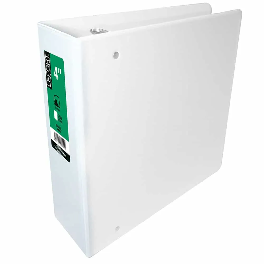 Carpeta con Argolla Tipo D con Ventana Tamaño Carta 4" Lefort Blanco | CEI-0050-17