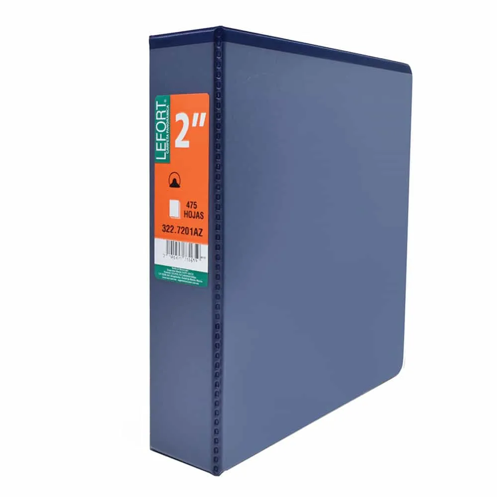 Carpeta con Argolla Tipo O con Ventana Tamaño Carta 2" Lefort Azul | CEI-0050-8