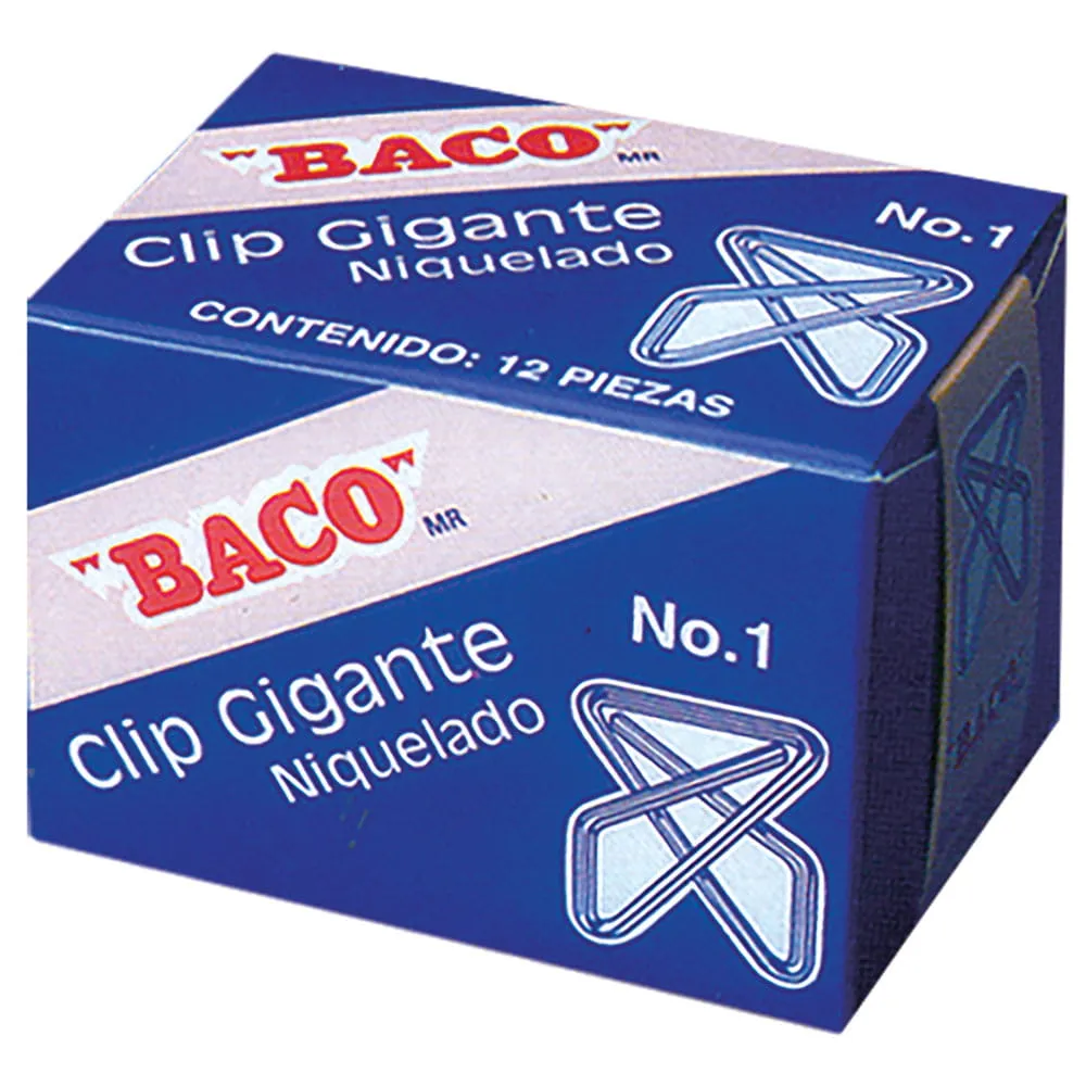 Clip Inoxidable Niquelado Baco Gigante Mariposa Número 1 Caja c/12 Piezas | CEI-0066-1