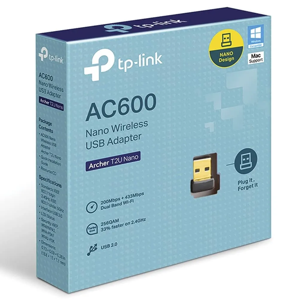 Adaptador Inalámbrico TP Link AC600 USB Nano Banda Dual 2.4 GHz y 5 GHz | CEI-0089