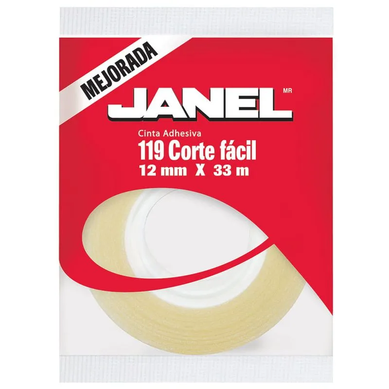 Cinta Adhesiva Transparente Janel T119 de .12x33 m | CEI-0109-1