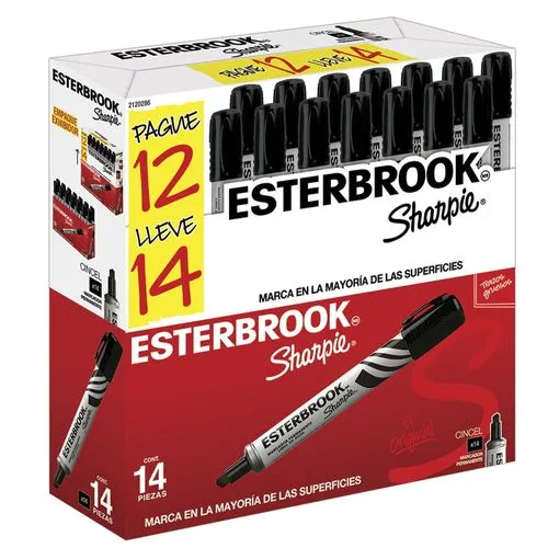 Marcador Permanente Grueso Sharpie Esterbrook c/12-14 Piezas Negro | CEI-0161