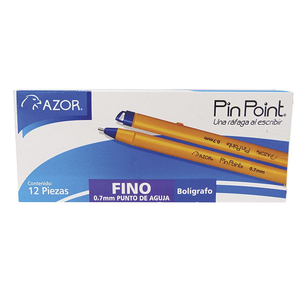 Bolígrafo Punto Fino Azul Pin Point c/12