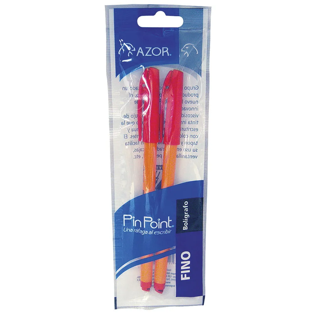 Bolígrafo Punto Fino Azor Pin Point c/2 Piezas Rojo | CEI-0184-3