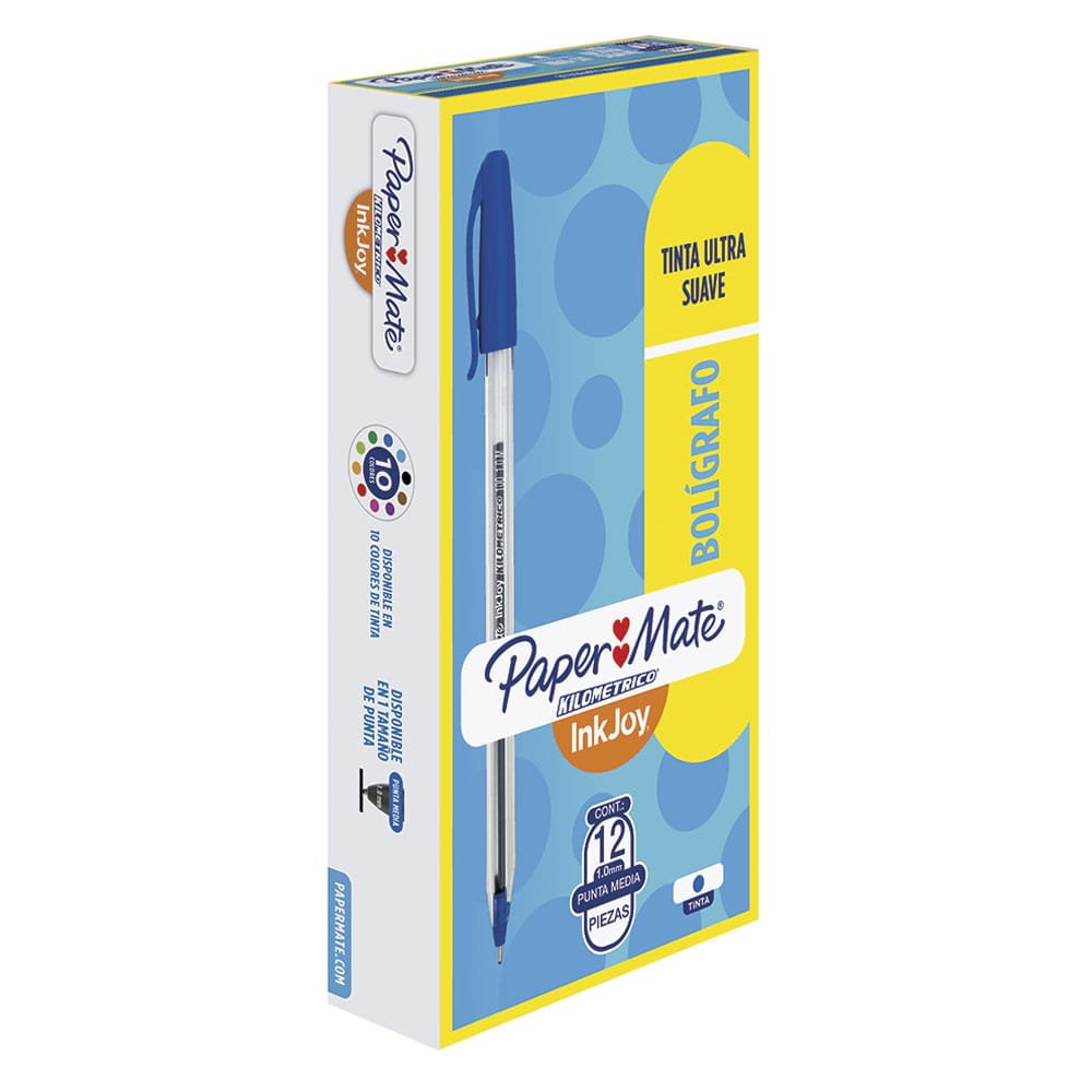 Bolígrafo Punto Mediano Paper Mate c/12 Piezas Azul | CEI-0193