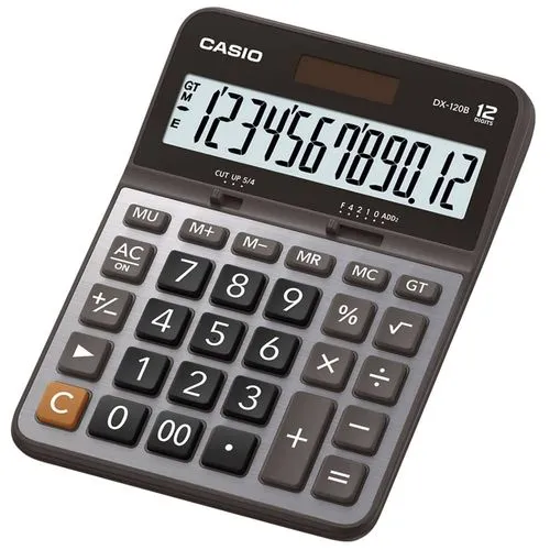 Calculadora de Escritorio Casio DX120BS Negro y Gris de 12 Dígitos | CEI-0228-1