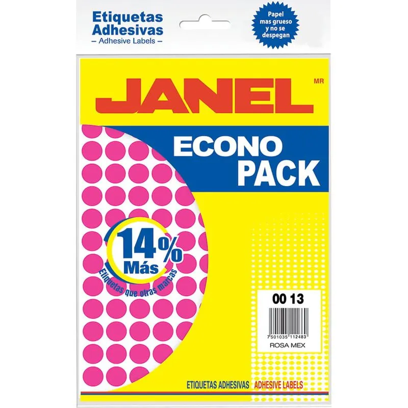 Etiqueta Circular Janel 19 mm c/560 Etiquetas Rosa | CEI-0278