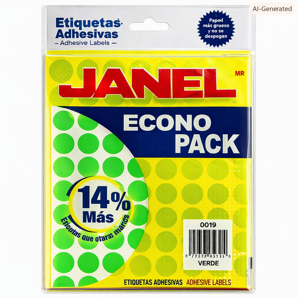 Etiqueta Circular Janel 19 mm con/560 Etiquetas Verde | CEI-0306