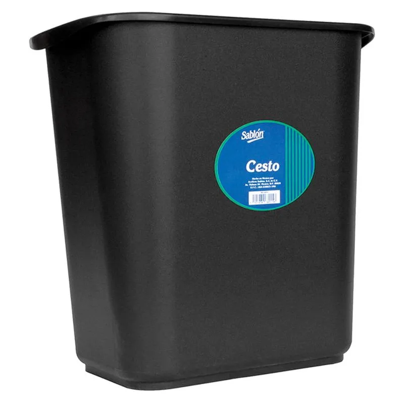 Bote para Basura Rectangular Chico Sablón Negro 13L | CEI-0348