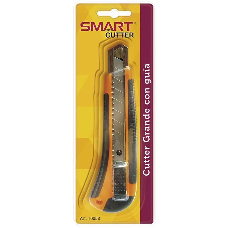 Cutter Grande Smart Navaja Retráctil Gruesa Uso Pesado C/Guia | CEI-0289
