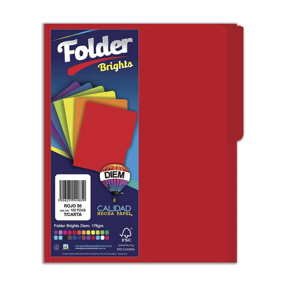 Folder de Cartulina Diem Tamaño Carta c/100 Piezas | CEI-0067-4