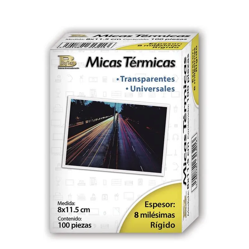 Mica Térmica para Credencial Boflex c/100 Piezas de 8.0 x 11.5 cm 8 mls | CEI-0076-2