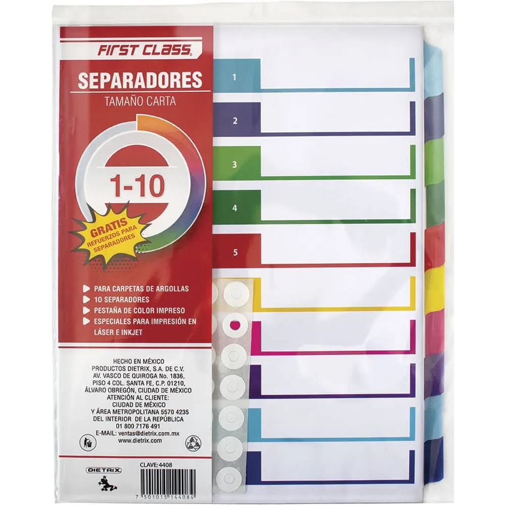 Separador de Cartón First Class Tamaño Carta c/10 Piezas | CEI-0310-12
